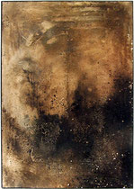 Erosión I, 1998, técnica mixta sobre madera, 104 x 74 cm, marco de hierro