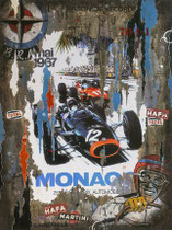 GP MONACO 1967 Collage papier & technique mixte sur châssis bois   120 cm x 90 cm 2019