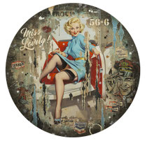 MISS LOVELY  Collage papier & technique mixte sur support bois 90 cm x 90 cm  2023