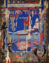 PARIS-NEW-YORK PANAMERICAN Collage papier & technique mixte sur châssis bois  115 cm x 90 cm 2017