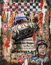 II Carrera Panamericana 1952  Collage papier & technique mixte sur châssis bois   90 cm x 70 cm 2018