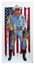LONE RANGER  Collage papier & technique mixte sur support bois 175 cm x 90 cm 2018
