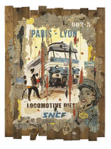 SNCF PARIS-LYON  Collage papier & technique mixte sur support bois 118 cm x 88 cm  2023