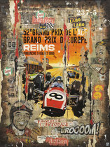GRAND PRIX DE REIMS 1966 Collage papier & techniques mixtes 120 cm x 90 cm  2023