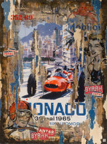GP MONACO 1965 Collage papier & technique mixte sur châssis bois   120 cm x 90 cm 2018