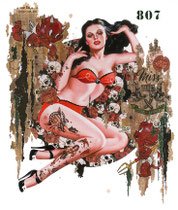 MISS TATTOO  Collage papier & technique mixte sur support bois 105 cm x 85 cm 2019