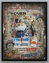 GP F2/F3 DE FRANCE ROUEN 1966 Collage papier & technique mixte sur support bois 120 cm x 90 cm 2024