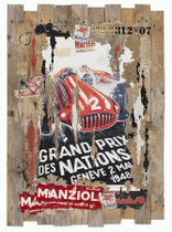 GRAND PRIX DES NATIONS GENEVE 1948 Collage papier & technique mixte sur support bois 120 cm x 87 cm 2021