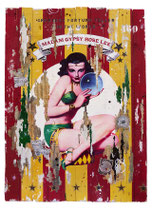 MADAM GYPSY ROSE LEE  Collage papier & technique mixte sur support bois  120 cm x 80 cm 2017