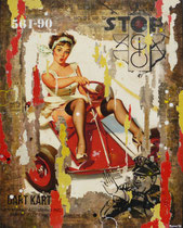 KARTING FOLIES  Collage papier & technique mixte sur châssis bois  100 cm x 80 cm  2016