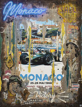 GRAND PRIX DE MONACO 1968 Collage papier, technique mixte & néon sur support bois 130 cm x 100 cm  2022