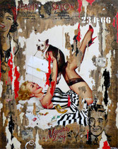 NAUGHTY DOG Collage papier & technique mixte sur châssis bois  100 cm x 80 cm  2017