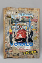 GRAND PRIX de MONACO 1957   Collage papier & technique mixte sur support bois 123 cm x 87 cm  2025