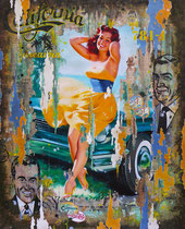 CALIFORNIA DREAMING  Collage papier & technique mixte sur châssis bois  105 cm x 85 cm 2017