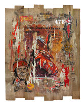 PORSCHE 356 SPEEDSTER 1954  Collage papier & technique mixte sur support bois   97 cm x  77 cm  2017