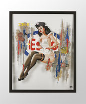 MISS ESSO Collage papier & technique mixte sur plaque de verre 105 cm x 85 cm  2020