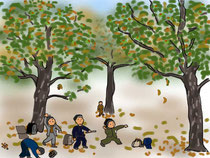 14/10　手宮公園には大きな栗の木が多い。学校帰りには栗拾い。