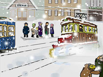 16/01　雪国の市電には降雪時のササラ電車が欠かせない。