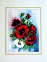 Nr. 99/03 Mohnb.  Aquarell auf Fin Art  Papier 80/60 cm inkl. Karton - Passepartout   Verkauft  