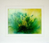 Nr. 97/05 Aquarell auf  Fin Art  Papier 70x60 cm inkl. Karton -Passepartout,  Metallr. Gold eluxiert,  Glas m. Rückwand  €  440.- 