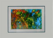Nr.4/06  Acrylt. auf  Fin Art Papier  70x50 cm Karton -Passepart. Glas, Metallr. Gold eluxiert  u. Rückwand  € 400.-  