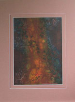Nr.8/02  Acryl Lacktechnik  Spez. Büttenp.  80x60 cm inkl. Karton - Passepartout,  Metallr. Bronze eluxiert Rückwand  € 400,-