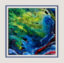 Nr.3/04  Acrylt. auf Fin Art Papier  60x60 cm Karton - Passepart.  Glas, Metallr. Gold  eluxiert u. Rückw.  € 415.-  