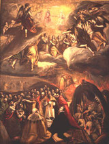 El Grecos Werkstatt, ev. Kopie einer Variante der Anbetung der Dreieinigkeit, Madrid Museo Lazaro Galdiano, Öl/Lw.146x112cm