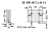 Fischer Elektronik SK 400 40 2 x M3 L  基板取付用押出成形ヒートシンク