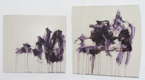 'Roken Words, oil on board, app. 19" x 20.5" and 24" x 23" (diptych), 2023