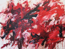 Words in My Hands (手の中のことば), oil on canvas, 46" x 61", 2021