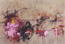 Hold My Hands Dear, oil on canvas, 58" x 92" (diptych), 2023