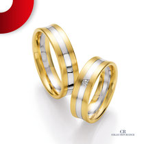 Eheringe by Trauringlounge I Gefertigt in Weißgold/Gelbgold I 1 Brillant 0,037 ct I Ruesch