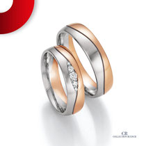 Eheringe by Trauringlounge I Gefertigt in Weißgold/Roségold I 5 Brillanten 0,135 ct I Ruesch