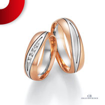 Trauringe by Trauringlounge I Gefertigt in Weißgold/Roségold I 5 Brillanten 0,137 ct I Ruesch