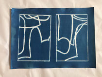 Cyanotypie ab Negativzeichnung 24 x 33 cm mit PP und Rahmen  37 x 53 cm CHF 480