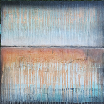 Atlantis, Acrylfarbe, Leinenfragmente auf Lw. 120 x 120 cm