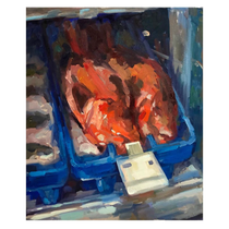 Fish in Blue Box - 50x70cm - oilpaint on canvas - 2020 - Available