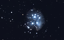 Nebulosa y Cúmulo de las Pleiades en la Constelación de Tauro.