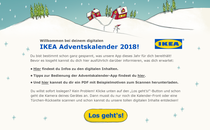 IKEA Adventskalender-App 2018 - Begrüßungs-Screen: Grafik- und UI-Design unter Einhaltung des CI und der  Verwendung bestehender Illustrationen; © IKEA / Oetinger Corporate
