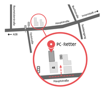 Erstellung der Anfahrtsskizze für die Firma "PC-Retter", Oldenburg