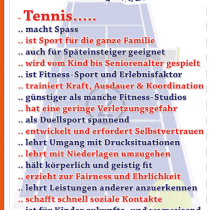 Warum Sie Tennis spielen sollten? Dann klicken Sie auf das Bild! 18 Argumente für diesen Sport.