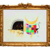 " Colorful " Fine Art Print with Swarovski Crystals and Metalfoils. Gilded from Hand.