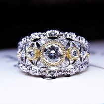 PT/K18 フィレンツェ彫り0.5ct ダイヤ R  (フルオーダー)