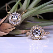 K18 0.6ct ダイヤリング ＆ K18 0.5ct ダイヤペンダント  (セミオーダー)
