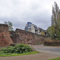 Links im Bild der  Koblenzer Turm, rechts die markanten Säulenpappeln,  Aufnahme-Datum: 11.11. 2005