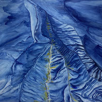 EISIGE STRUKTUREN - 80x80cm, Pigmente und Acryl auf Leinwand