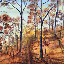 LICHT IM BUCHENWALD - 80x80cm, Pigmente und Acryl auf Leinwand