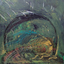STERNSCHNUPPEN  -  80x80 cm, Pigmente und Acryl auf Leinwand