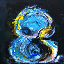VULKANISCHE MOMENTE  -  100x100 cm, Pigmente und Acryl auf Leinwand